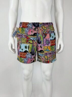 Spicy Tuna Swim Short/Trunks Mens Large Lined Palm Tree All over Water